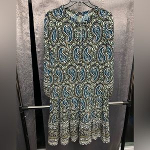 Tommy Hilfiger Blue and Green Paisley Mini Dress